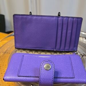 Coach Purple Leather Bifold Card Wallet